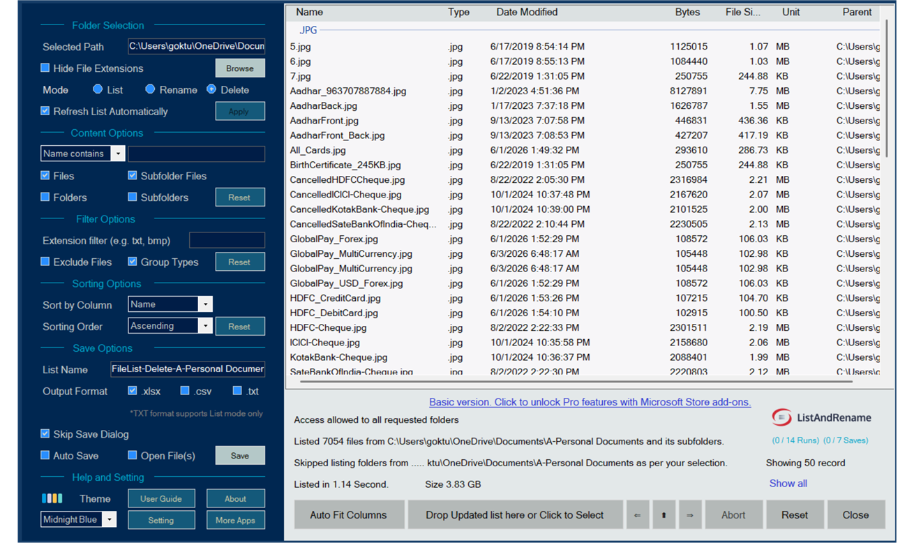 ListAndRename Screenshot